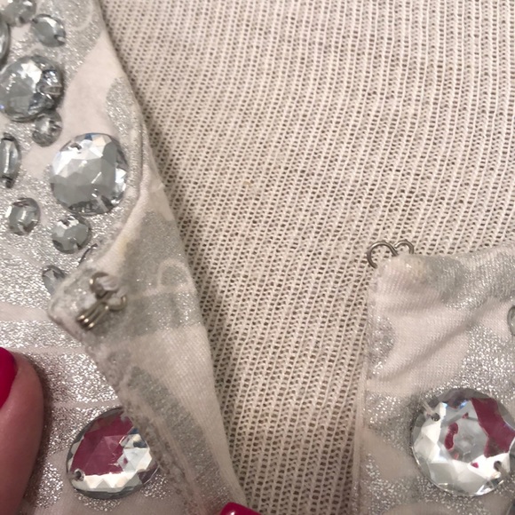 INC Silver Jeweled Keyhole Dress Top - Picture 6 of 8